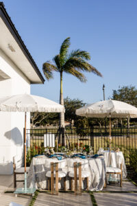 nautical design private dinner umbrella tables