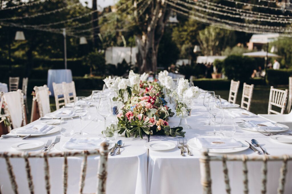Plush silk tablescape for wedding